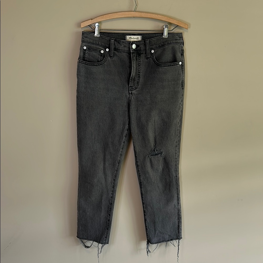 Madewell Distressed The Perfect Vintage Jeans Gray Cropped High Waisted Jeans